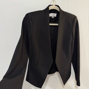 Calvin Klein Black Cropped Open-Front Blazer